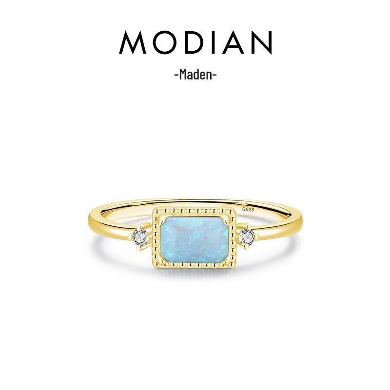 Modian S925 Sterling Silver Opal Ring - Korean Style, Light Luxury, Versatile, High-End Feel for Women's Temperament.