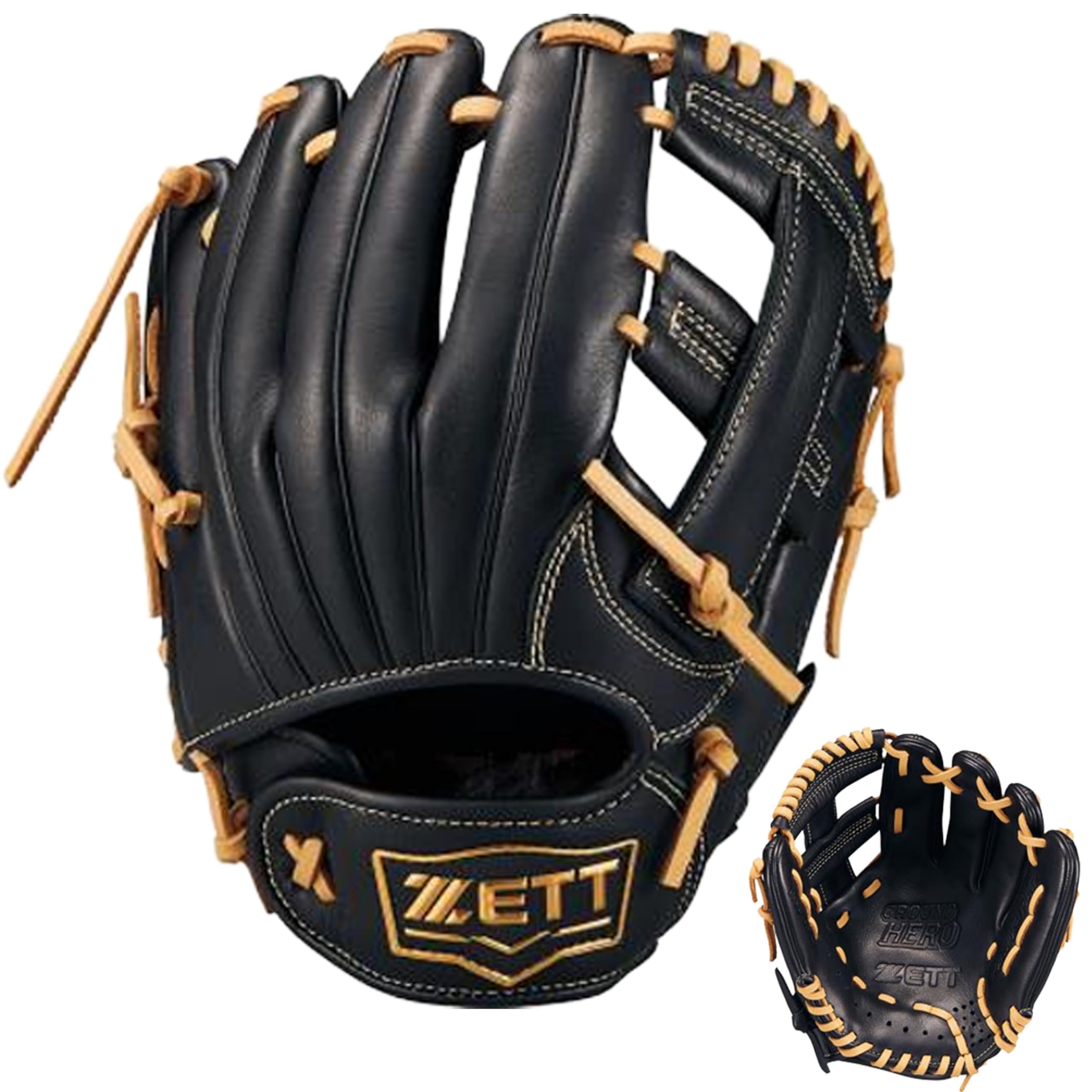 

ZETT Youth Softball Ground Hero B BJGB76525F Glove, All-Around, Black/Pastel (1932), Size Small,