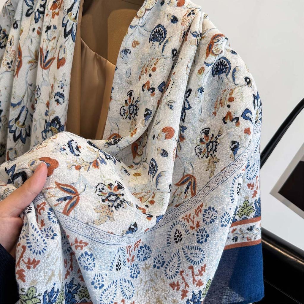 130*130Cm Large Shawl Beach Wraps Women Luxury Floral Printed Square Scarf Fashion Imitation Silk Scarves Bandanas Elegant Hijab