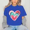 2026 New Girl's Colorful Love Printed Cotton Adult and Children's Couple T-shirt Summer Fashion Loose Sports Daily Short Sleeve
