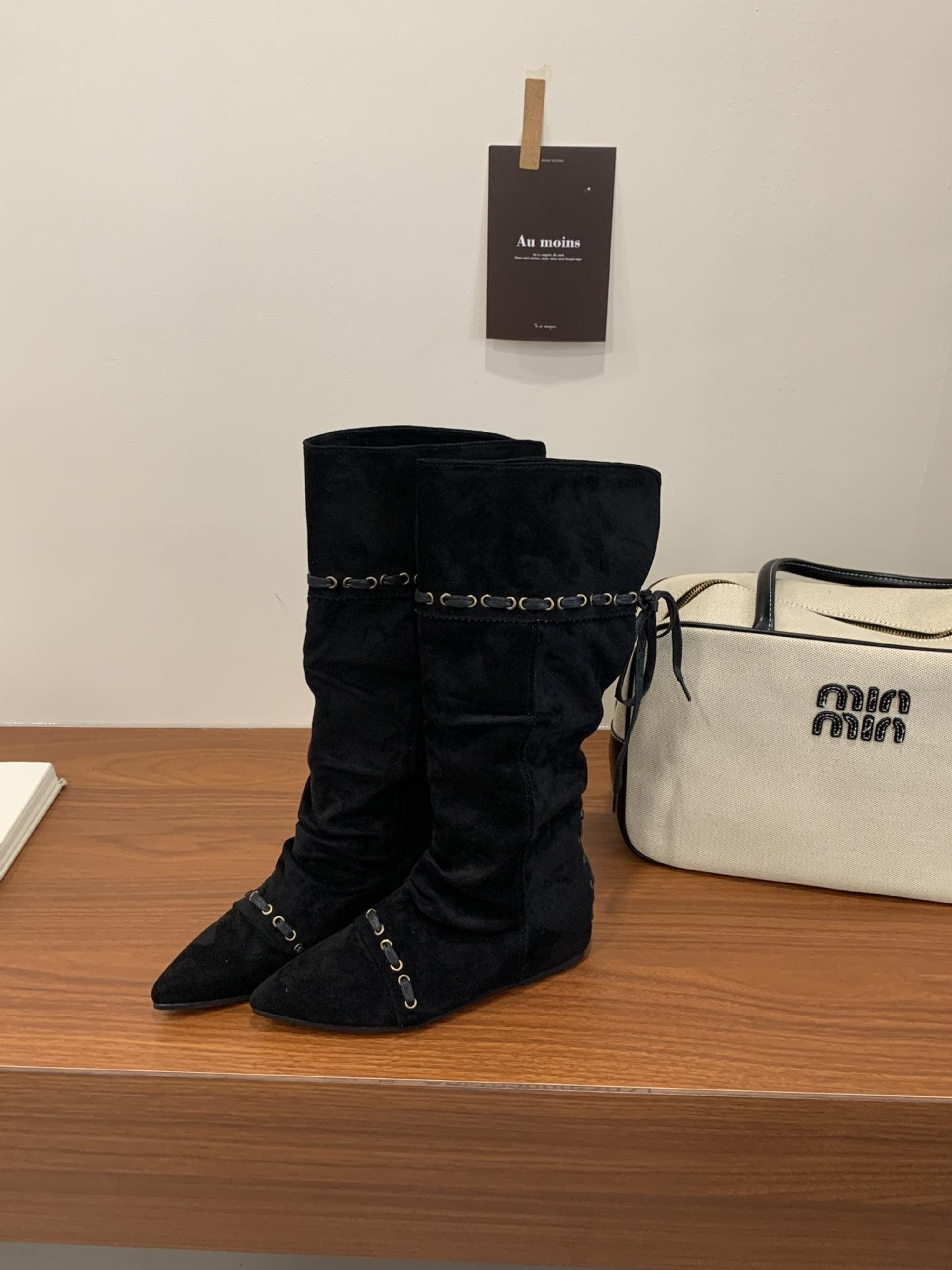 Пустошь Spice Girls  Ботинки Вестерн Ковбойские с внутренней платформой Женские Осенне-зимние Ботинки на меху На шнуровке Узкие Ботинки до колена 35