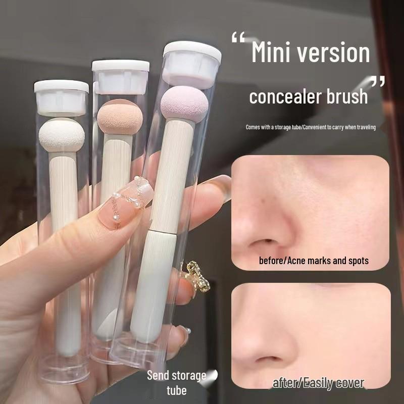 Dual-Use Mantou Concealer Brush: Round Sponge & Blending Head for Flawless Makeup