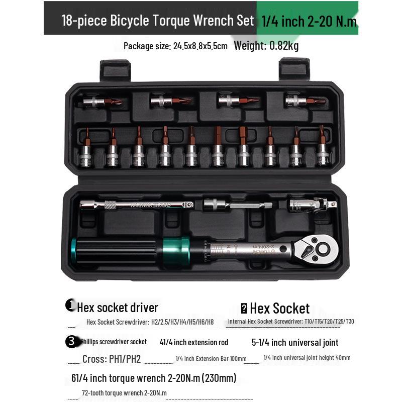 Xiao Fei 1/4" High-Precision Adjustable Torque Wrench Set for Bicycles & Motorcycles