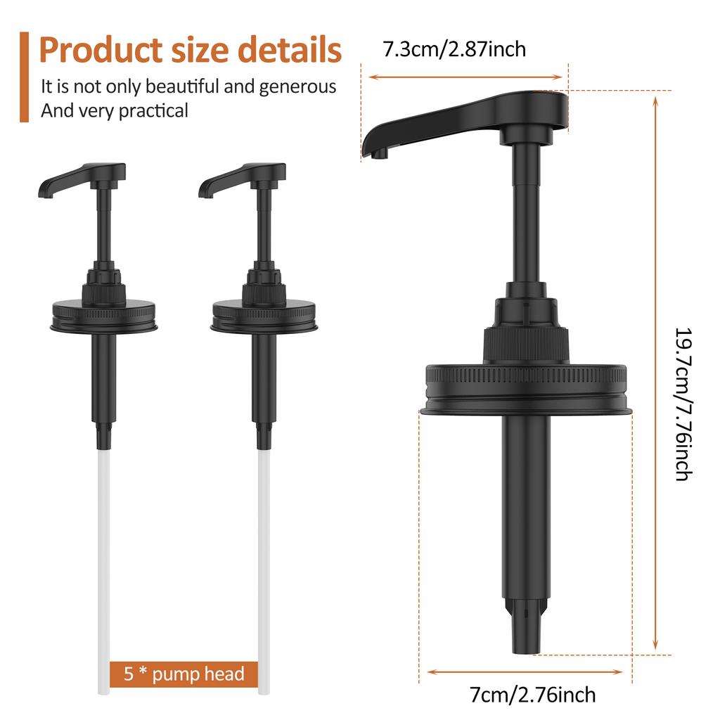 Coffee Syrup Pump Dispenser Glass Jar Mason Lid Syrup Honey Sauce Dispenser Pump Lid Syrup Pump Coffee Bar Kitchen Accessories