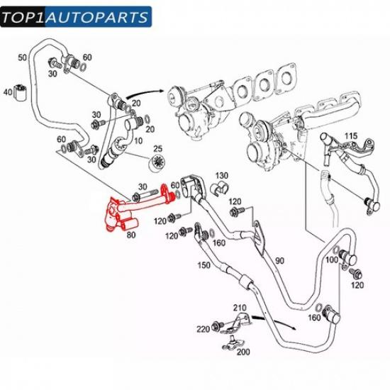 Turbolader-Kühlmittelschlauch Passend für Mercedes-Benz SL550 S550 ML500 GLE500 4Matic M278 4,7L