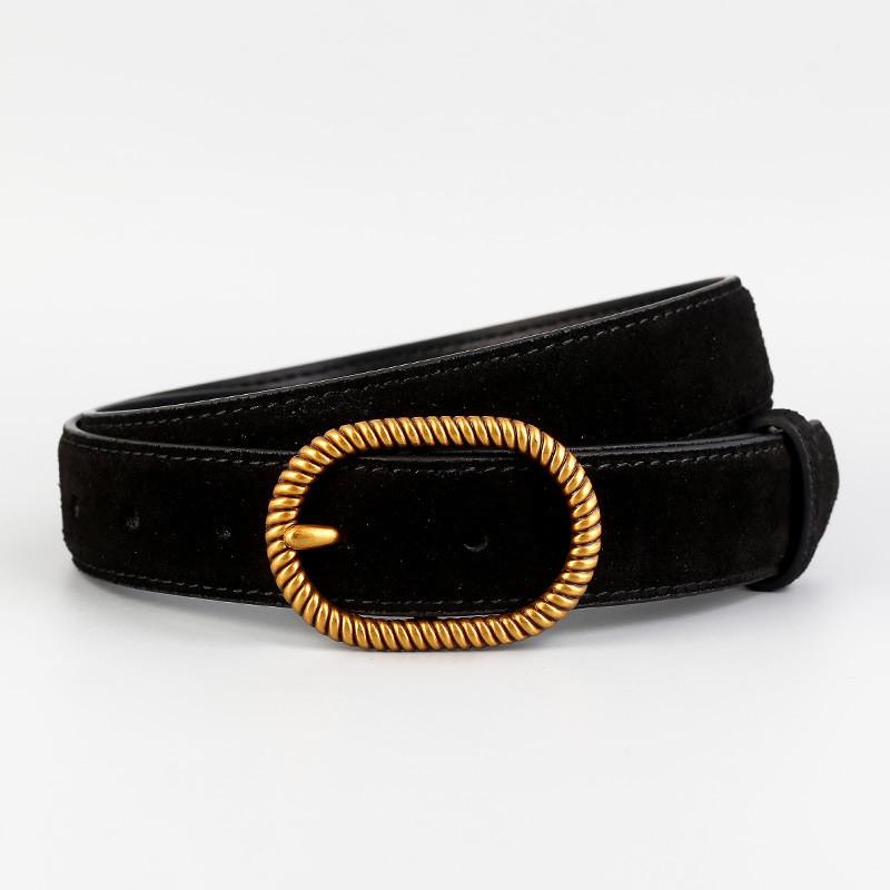 Highend Womens Leather Waist Belt With Zinc Alloy Buckle For Elegant Casual Outfits Black Suede