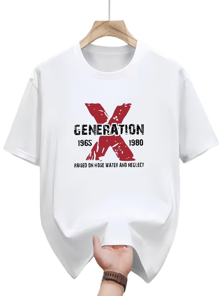 Mens Punk Rock Graphic Tshirt Casual Crew Collar Shortsleeved Tshirt with Bold Generation X Print