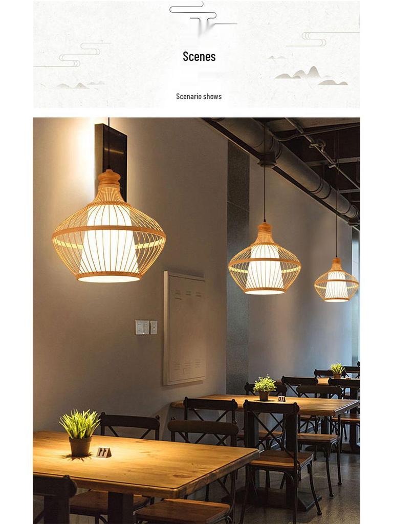 Bamboo Weave Pendant Light for Tea Room, Restaurant, or Bar – Simple Japanese Style