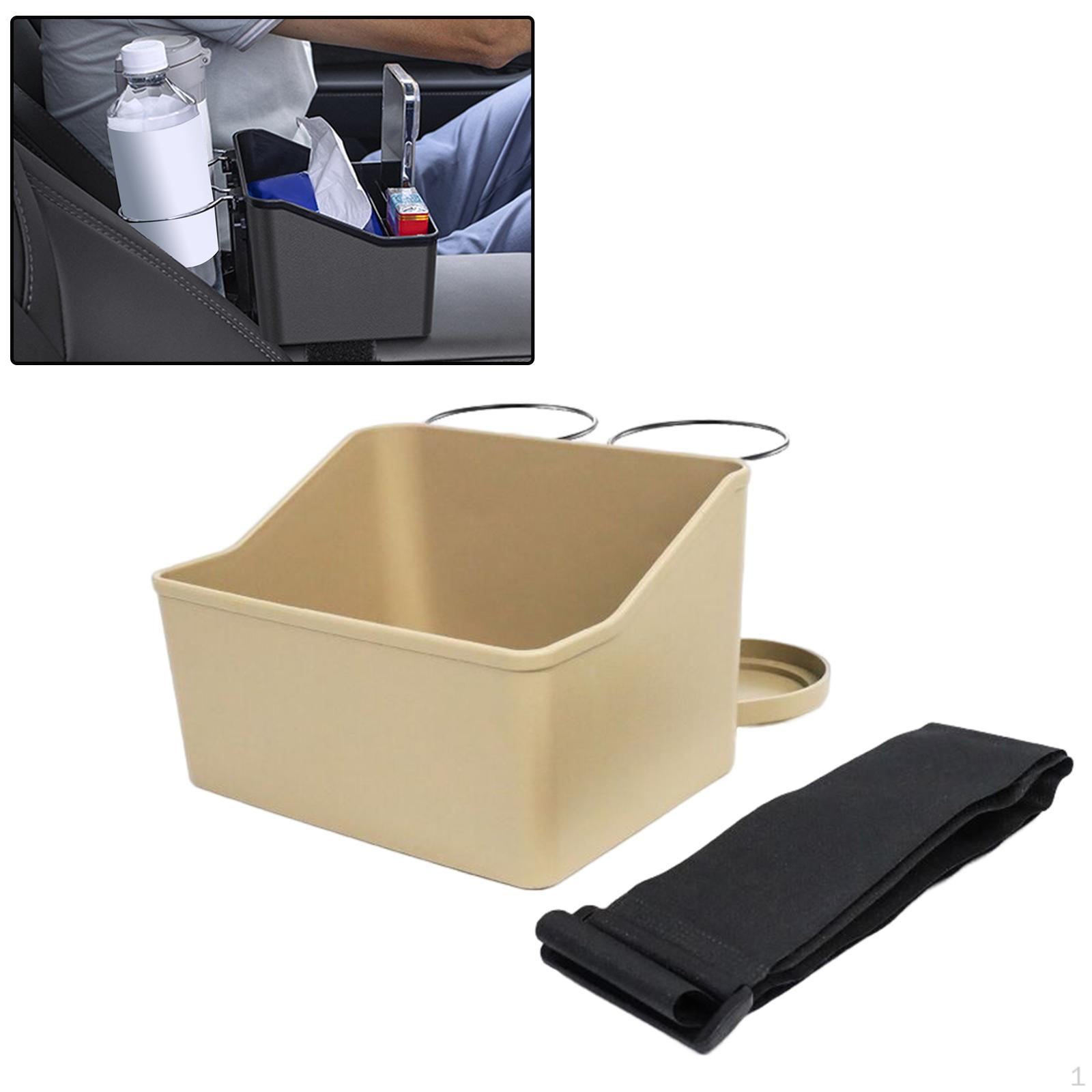 Armrest , with 2 Foldable Cup Holder, Multifunctional, Adjustable, Strap Holder Card Paper Keys бежевый