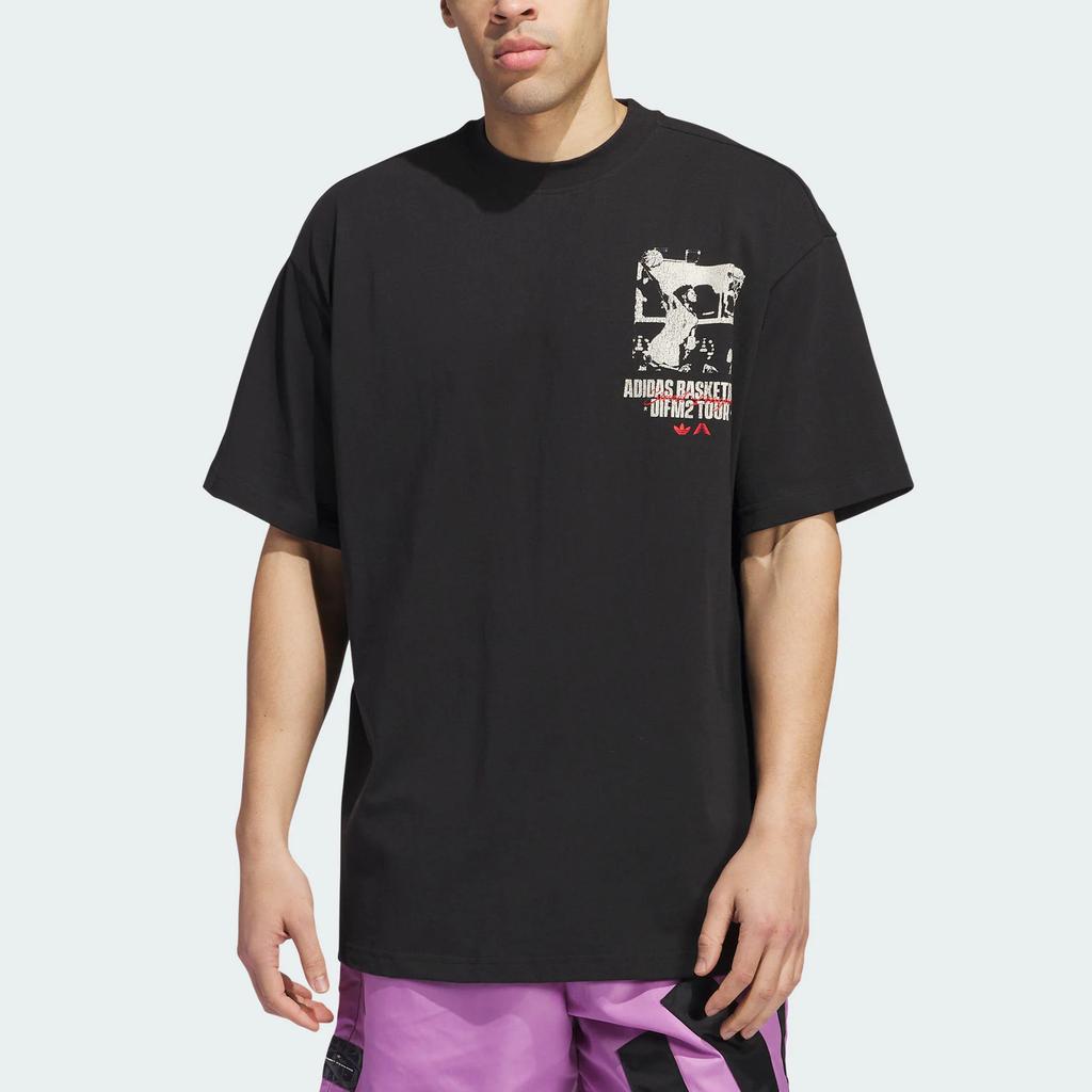 Adidas Anthony Edwards Series Basketball FW24 Letter Logo Print Crew Neck Short Sleeve T-Shirt Men Tops Black IY1593