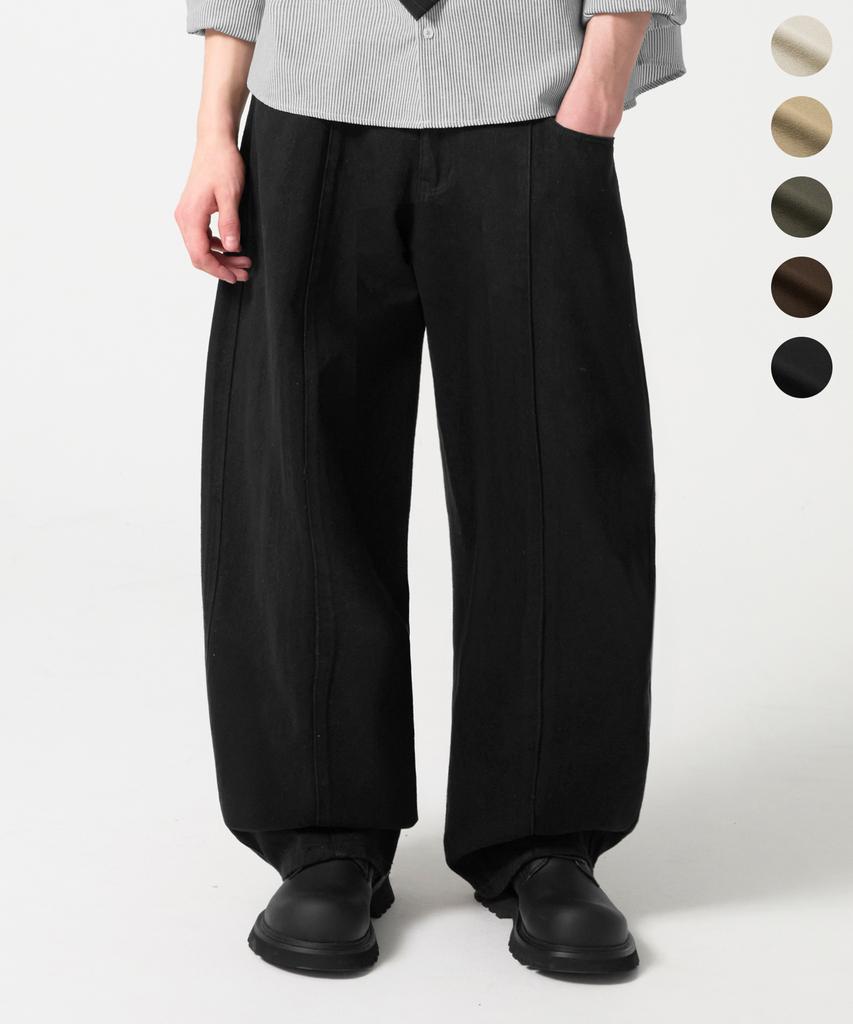 TRILLION [Special Feature] Curved Balloon Cut Cotton Pants_5 Colors