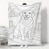 1pc Coloring Cute Golden Retriever Lakeside Illustration Flannel Blanket Warm And Skin-Friendly Nap Blanket Bedroom Living Room Sofa Universal Throw B
