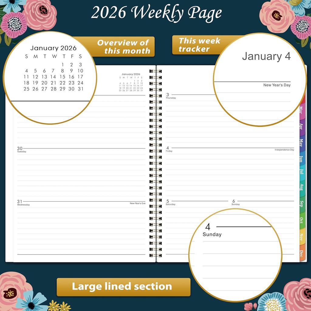 2026 Planner - 2026 Planner Weekly and Monthly, Jan. 2026 - Dec. 2026, Calendar Planners 2026, 9" x 11", Premium Paper, Twin-wire Binding