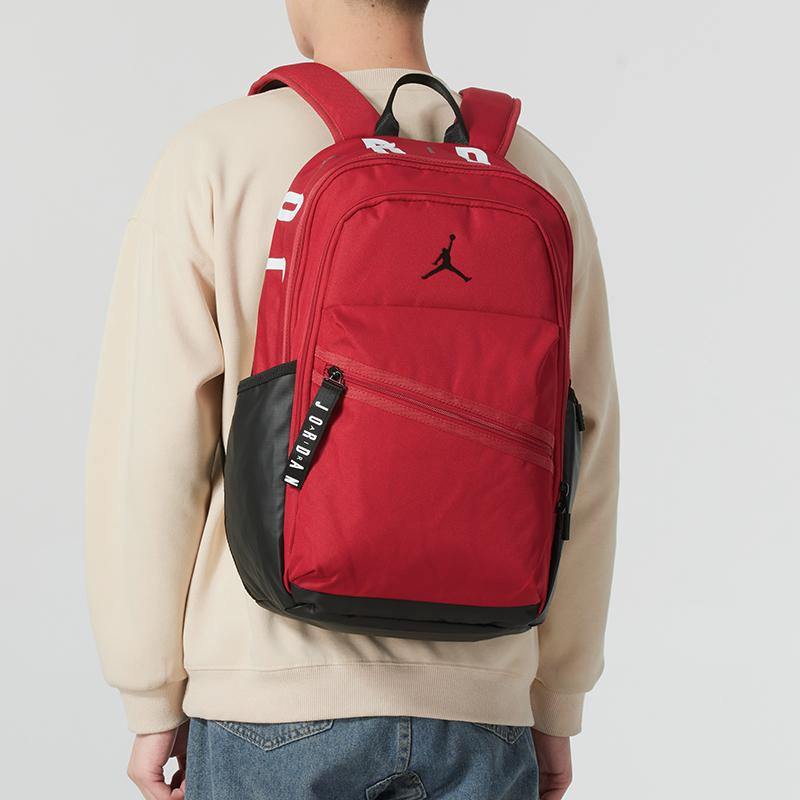 Jordan Sports Double Zipper Polyester Backpack Unisex Backpack Red JD2513030AD-004