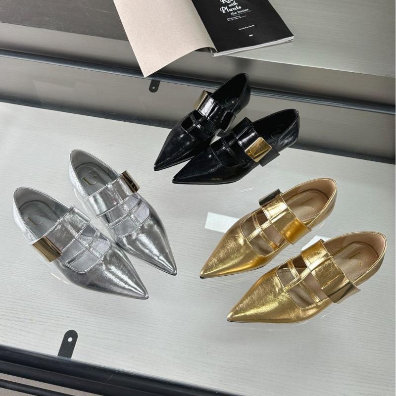2025new Spring Autumn Women Pumps Natural Leather 22-24.5cm Cowhide+sheepskin+pigskin Pointed Toe T-strap Buckle Jane Shoes
