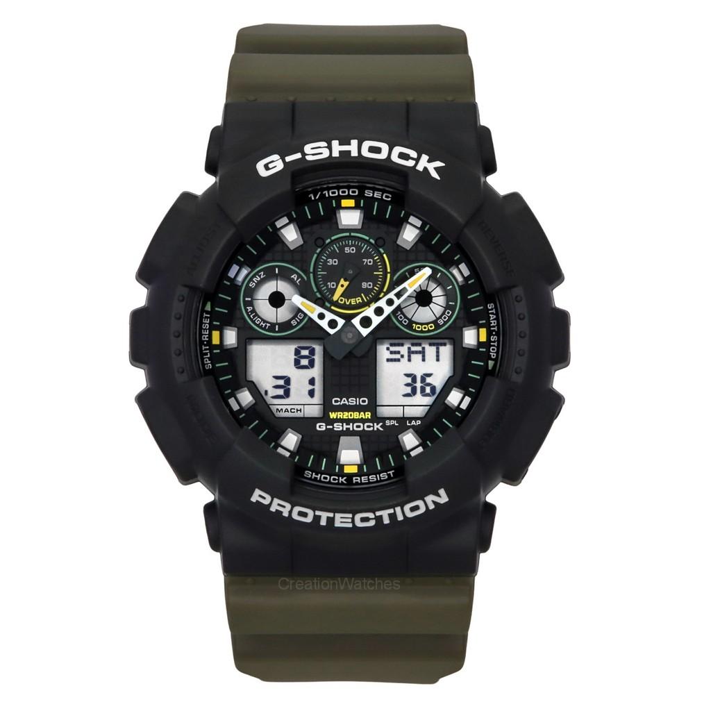 Casio G-Shock Analog Digital Resin Strap Black Dial Quartz GA-100TU-1A3 200M Men's Watch