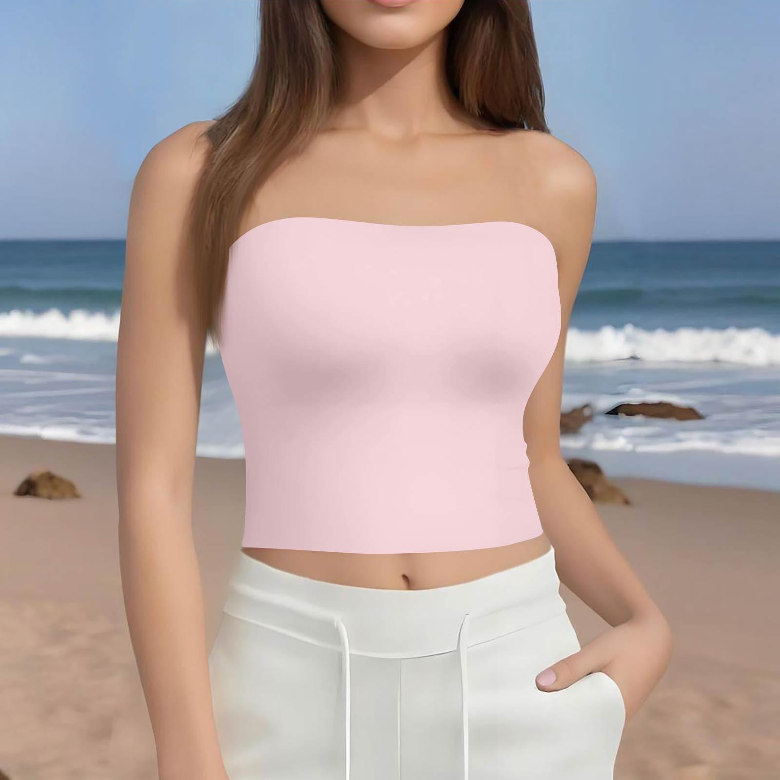 

Укороченные топы для женщин, сексуальные летние майки-трубы без рукавов, однотонные майки-рубашки, жилетки XXL розовый