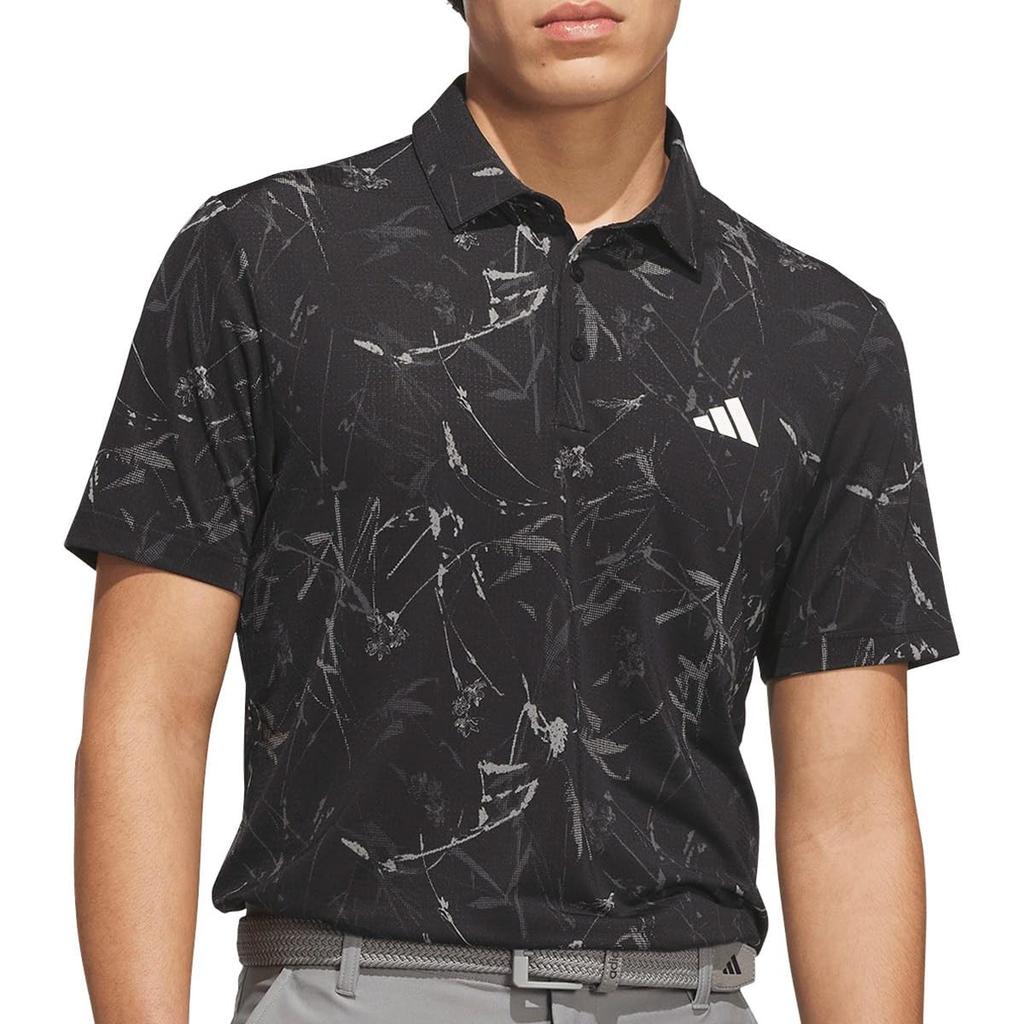 CLIMACOOL Mesh Leaf Print Size Short-Sleeve Shirt, Black, J/XL