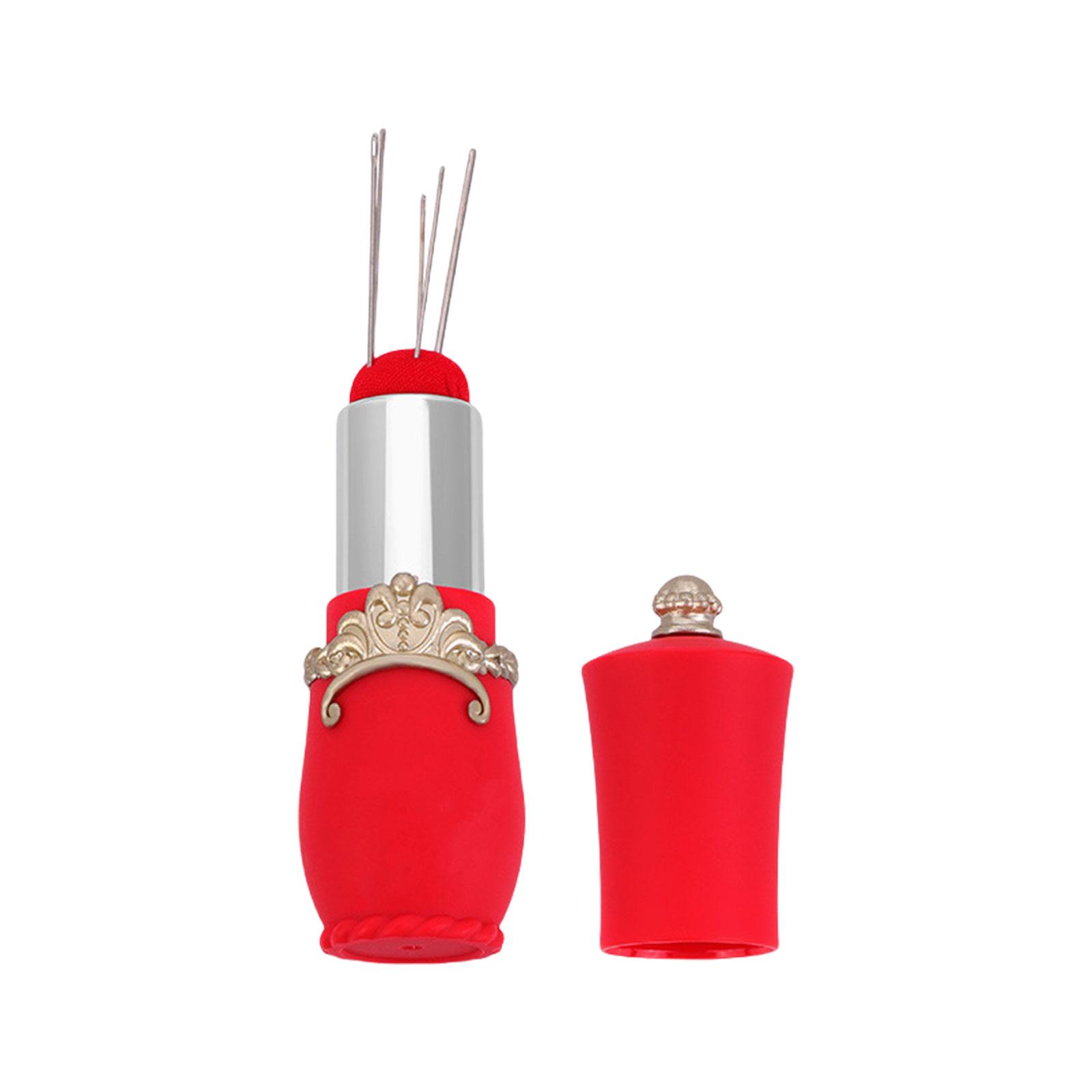 

Подушечка для булавок в форме губной помады, коробка для хранения булавок для квилтинга, держатель для швейных булавок для швейных игл, булавок для квилтинга, швейные аксессуары красный