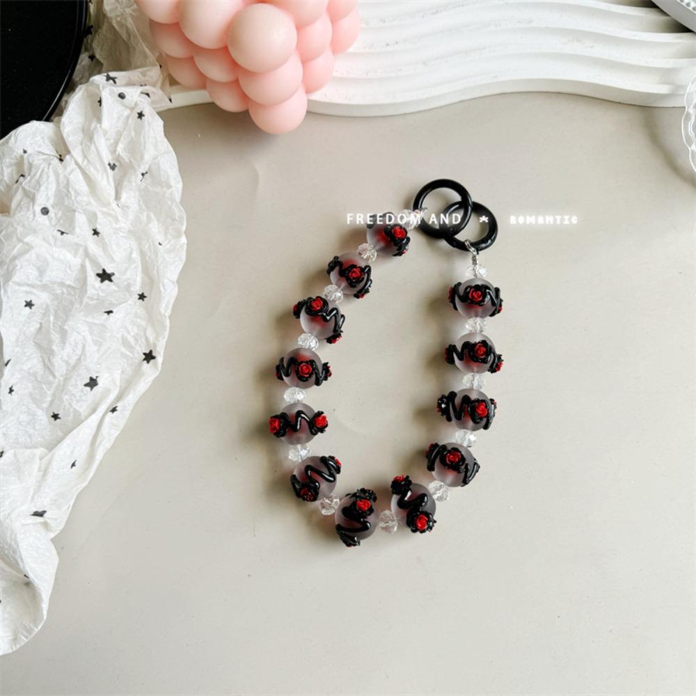 

Jewelry Colorful Mobile Phone Strap Wrist Chain Hand Drawn Beaded Bag Pendant