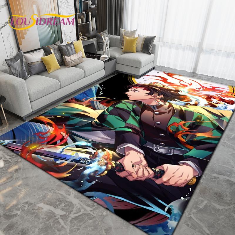 Cartoon Demon Slayer Area Rug Large,Carpet Rug for Living Room Children's Room Decoration,Kids Play Crawl Non-Slip Floor Mat