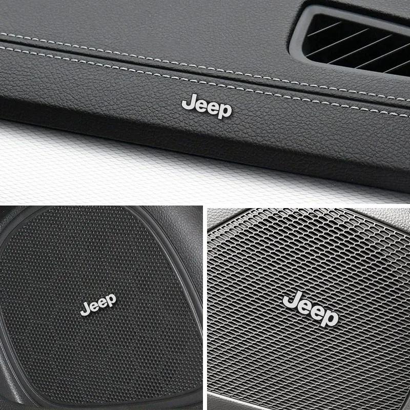 4PCS 3D Metal Car Speaker Logo Decals Stickers Fit for Jeep Renegade Wrangler JK JL Grand Cherokee Auto Interior Decor Parts