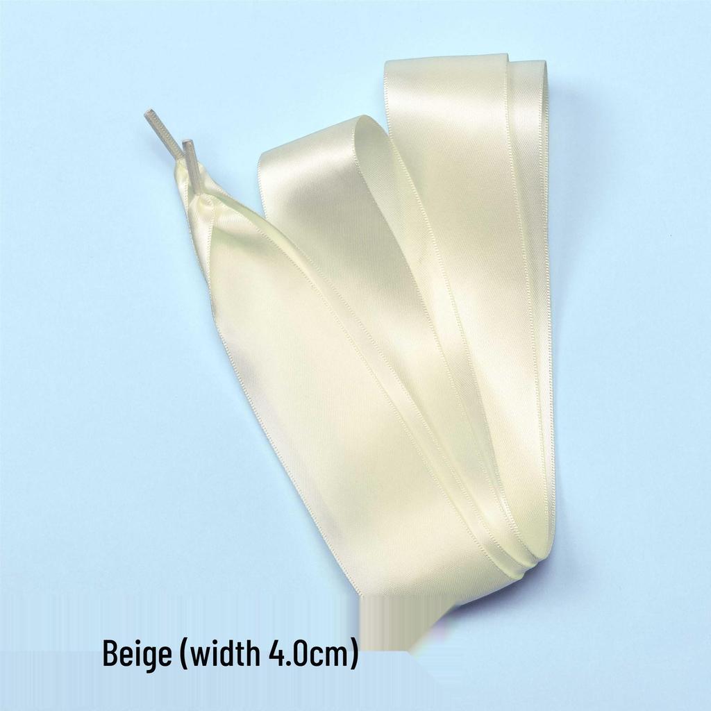 Silk Satin Ballet Bow Shoelaces, 4.0CM Double-Sided Bright White Ribbon Shoelaces