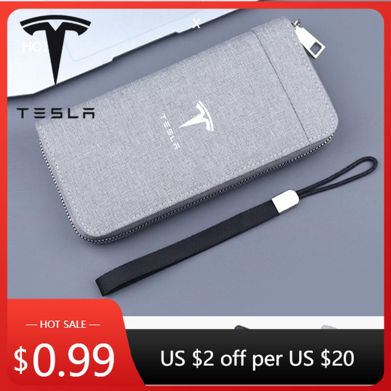 Car Sticker Tesla Multifunctional Men's long Wallet Car Handbag Purse Money Bag Card Holder For Tesla Model 3 Model S X Model Y