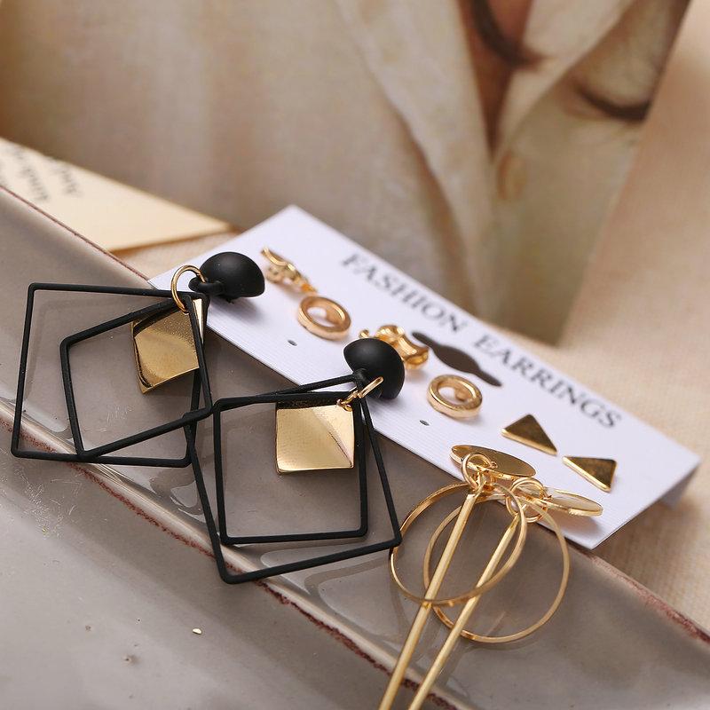 5 Pairs of Women's Earrings Alloy Animal Diamond-shape Earrings Set