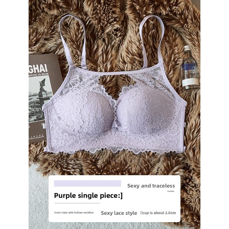Ladies Summer Sexy Lace Small Boobies Gather To Show Big No Underwire To Receive Auxiliary Milk Underwear