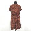KAREN WALKER / 100% Silk Short Sleeve Dress [Women’s 8 / M / Orange × Brown Pattern / Skull Design]