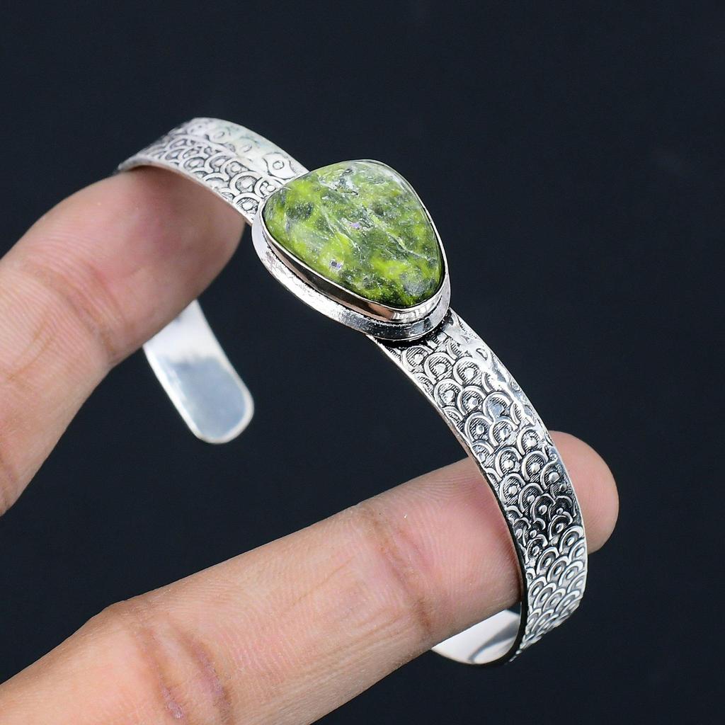 Daughters Day Deal Sterling Silver Trillion Atlantisite Gemstone Bangle Bracelet