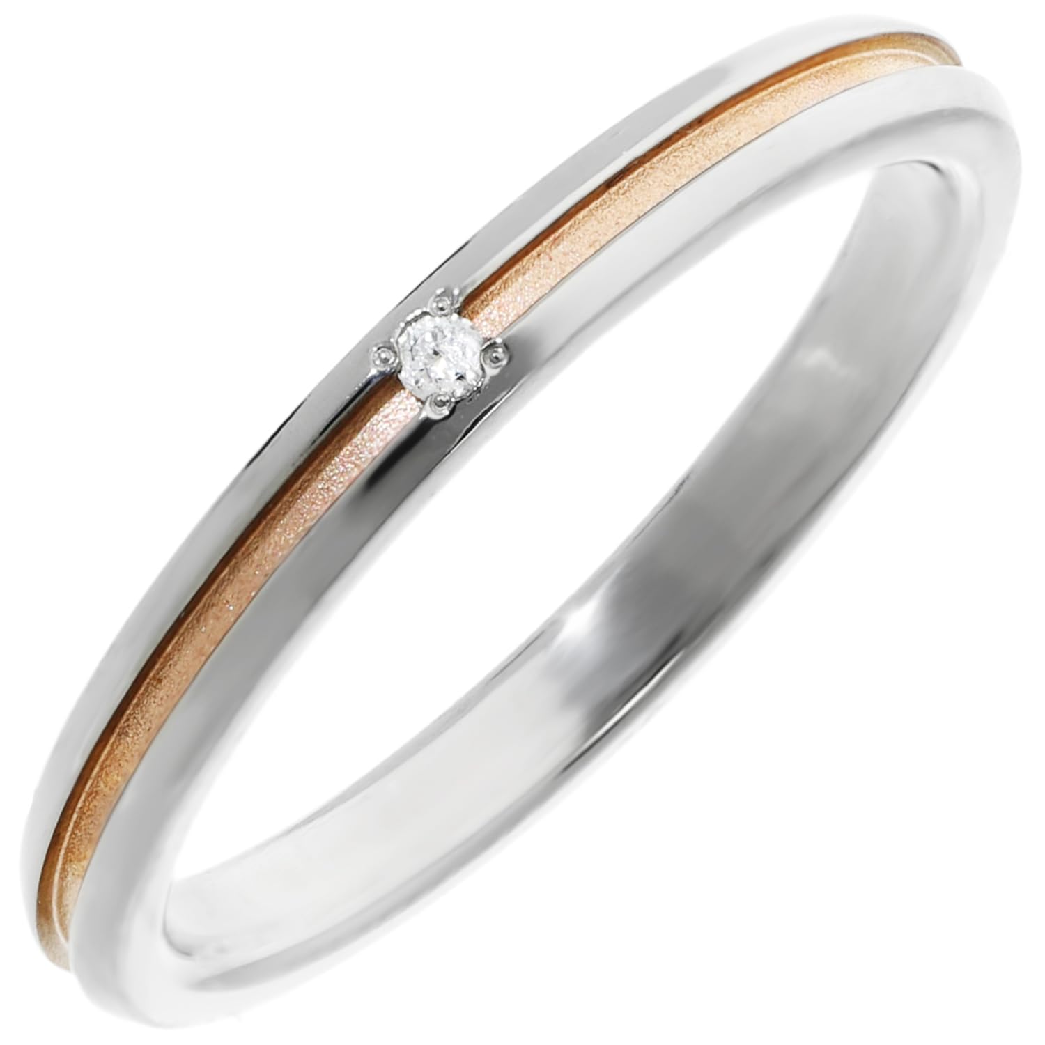 

fe-fe x phiten [Special Edition] Phiten Diamond Flat Pink Gold Women s Titanium Ring, Size 12