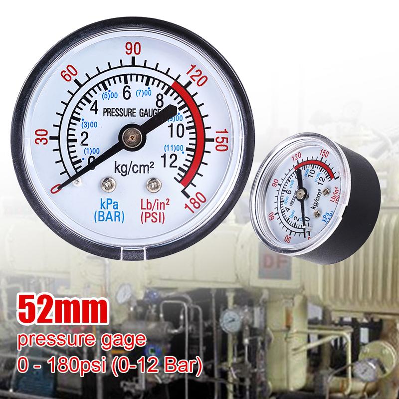 Bar Air Pressure Gauge Thread 1/4 BSP Thread 0-180 PSI 0-12 Manometer Double Scale For Air Compressor Pneumatic Hydraulic Fluid