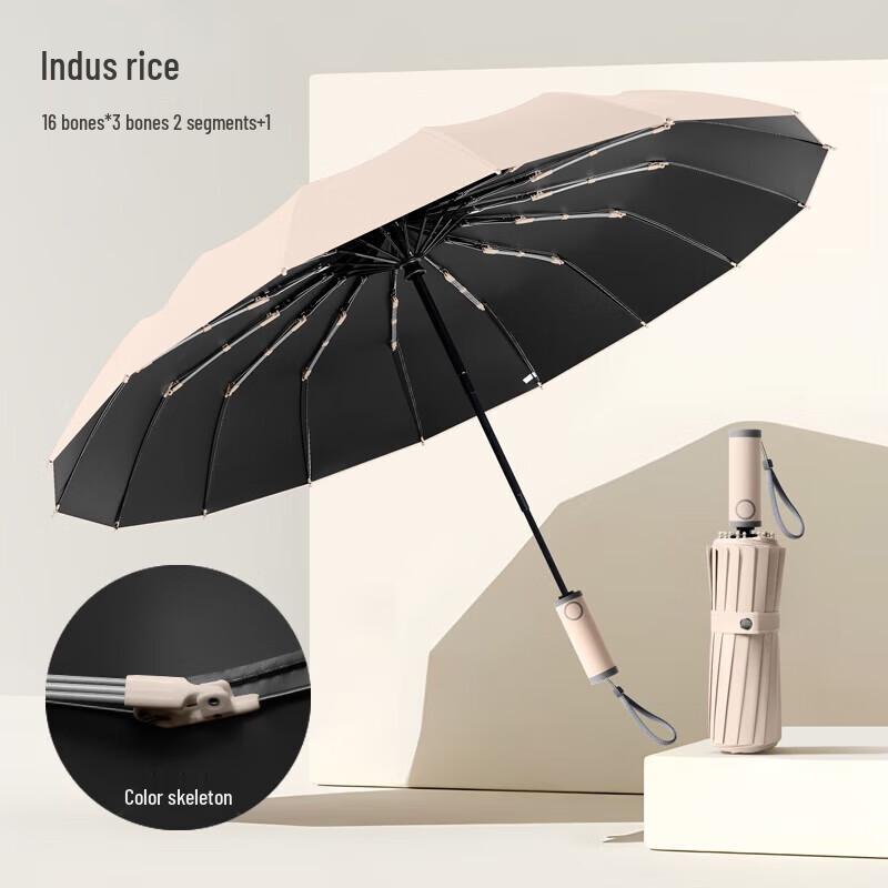 MAYDU 16-Rib Automatic UV Protection Sun & Rain Umbrella