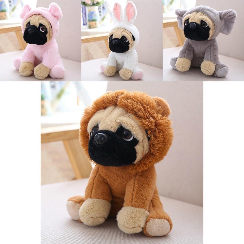 Adorable Large Plush Toys 8" Pug Dog In 7 Unique Costumes Cuddly Soft Toy