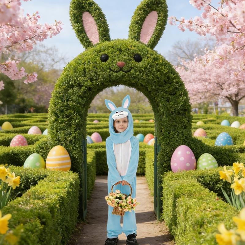 Osterhasen-Outfit für Kinder Weiches Polyester Ausführungskleidung Mit Halsaccessoire Für Bühnenauftritte Und Feiern