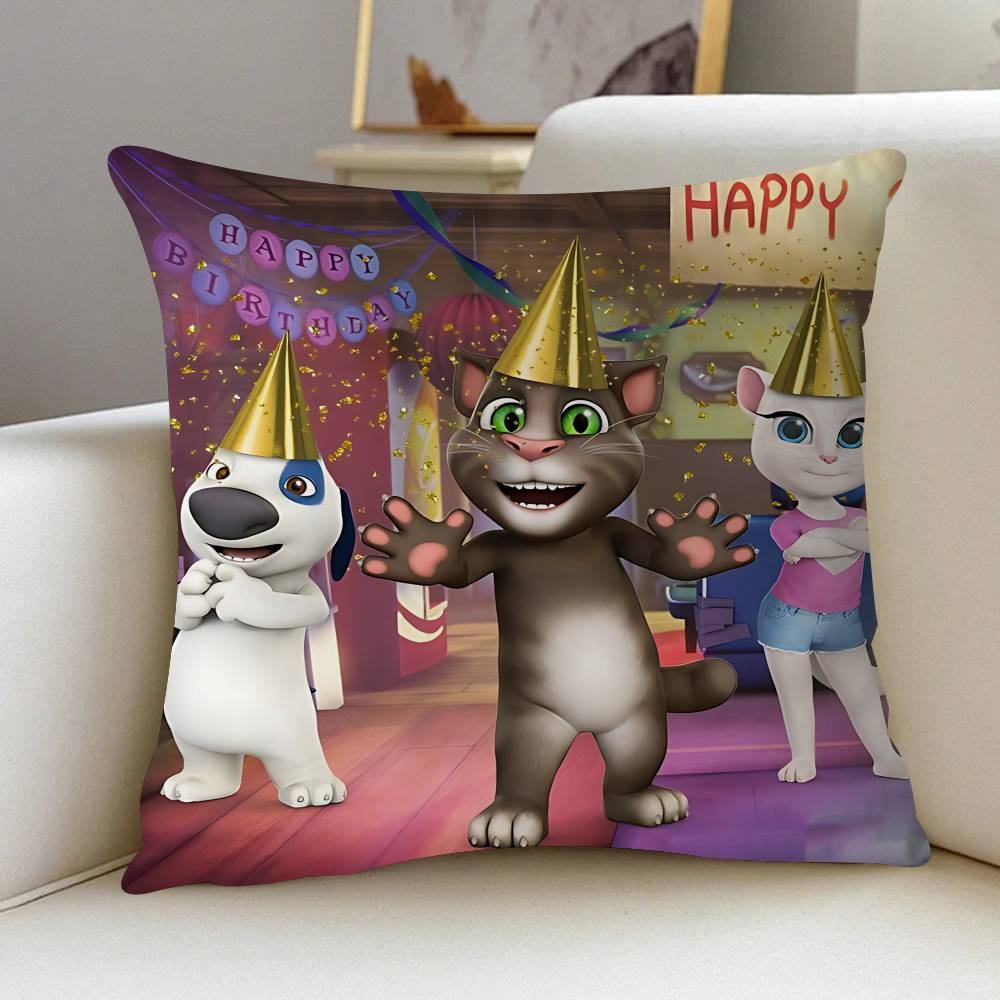 

Говорячий кіт Том F-Family Подушка Подарунок Домашній Офіс Декорація Спальня Диван Автомобіль Наволочка Чохол 45x45 12x12Inch