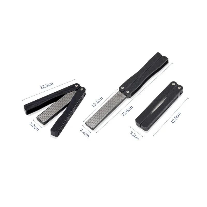Portable Knife Sharpener Folding Diamond Double-Sided Fan Shape Garden Tool Sharpener For Garden Outdoor Camping Kitchen