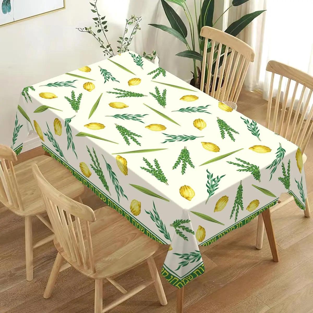 Vrolijk Soekot Rechthoekig Tafelkleed Joodse Feestdecoratie Sukkah Etrog Lulav Keuken Eetkamer Tafelkleed Soekot Decoratie 90x140cm
