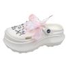 Fashion Luxury Rhinestone Chunky Sandals Women Laser Ribbon Platform Clogs Slippers Woman 2025 Summer Thick Bottom Garden Shoes Female