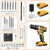 Electric Drill for 21V Cordless Drill Maximum Torque Stepless Speed Compact Design for DIY Furniture LED Includes Two 2000mAh Batteries Multi-function