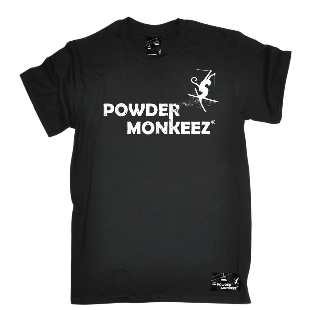 

Powder Monkeez Horizontal Mens T-SHIRT winter skiing ski tee Birthday gift 2XL