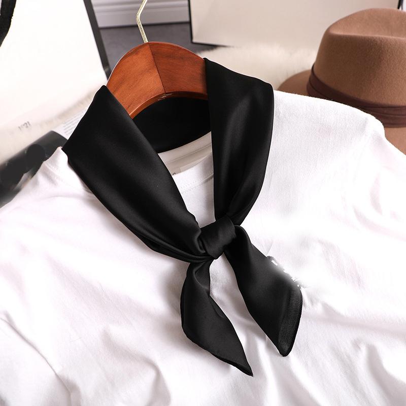 Solid 50s Neck Scarf Solid Color Hair Ribbon Scarf Retro Imitation Silk Necktie Long Skinny Scarf For Purse