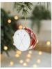 Red & White Painted Wooden House Christmas Ornaments: Car, Gift Cane, Donut, & Cloth Pendants