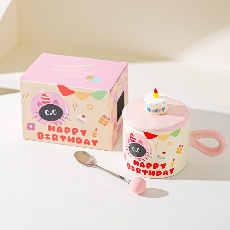 Cute Cartoon Cat Ceramic Mug Couple Water Cup High Value Gift Box Souvenir Birthday Gift Breakfast Cup