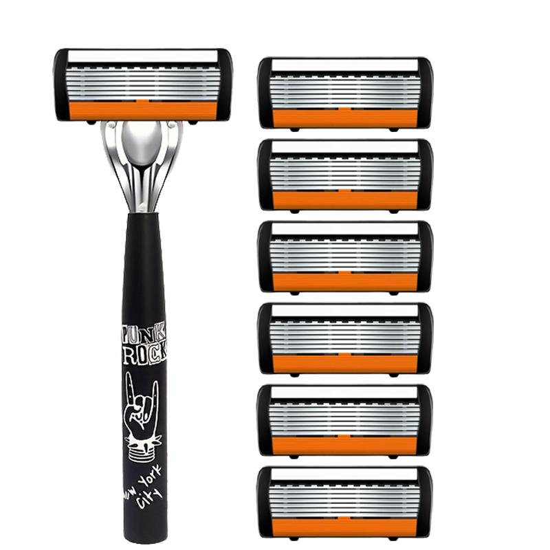 Men Shaver Razor Barber Tools Facial Hair Razor 7 Layers Blades High Quality Antique Shaving Knife Shaver With Replacement Head