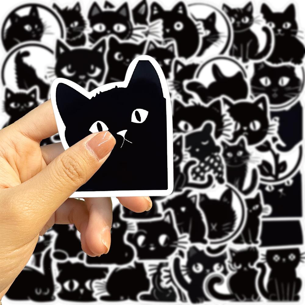 50 Cartoon Black Cat Expression Graffiti Stickers Decorate Guitar Notebook Suitcase DIY Waterproof