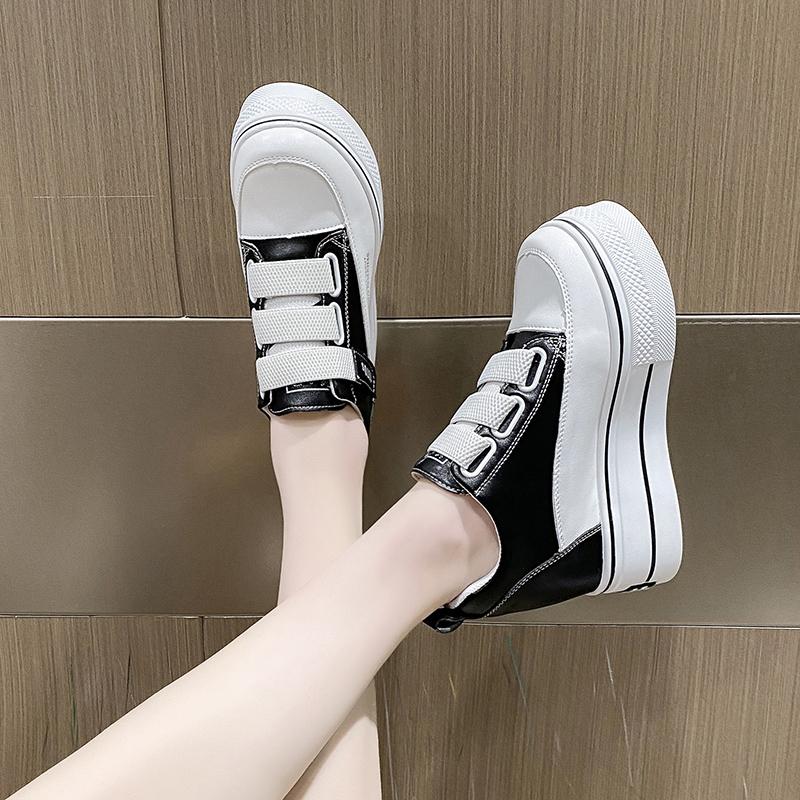 Mode Nouvelles Printemps Automne Blanc Talons Compensés Cachés Chaussures Décontractées Femme Chaussures à Plateforme 8CM Chaussures à Talons Hauts Élévateurs Baskets de Marche Femmes 2025