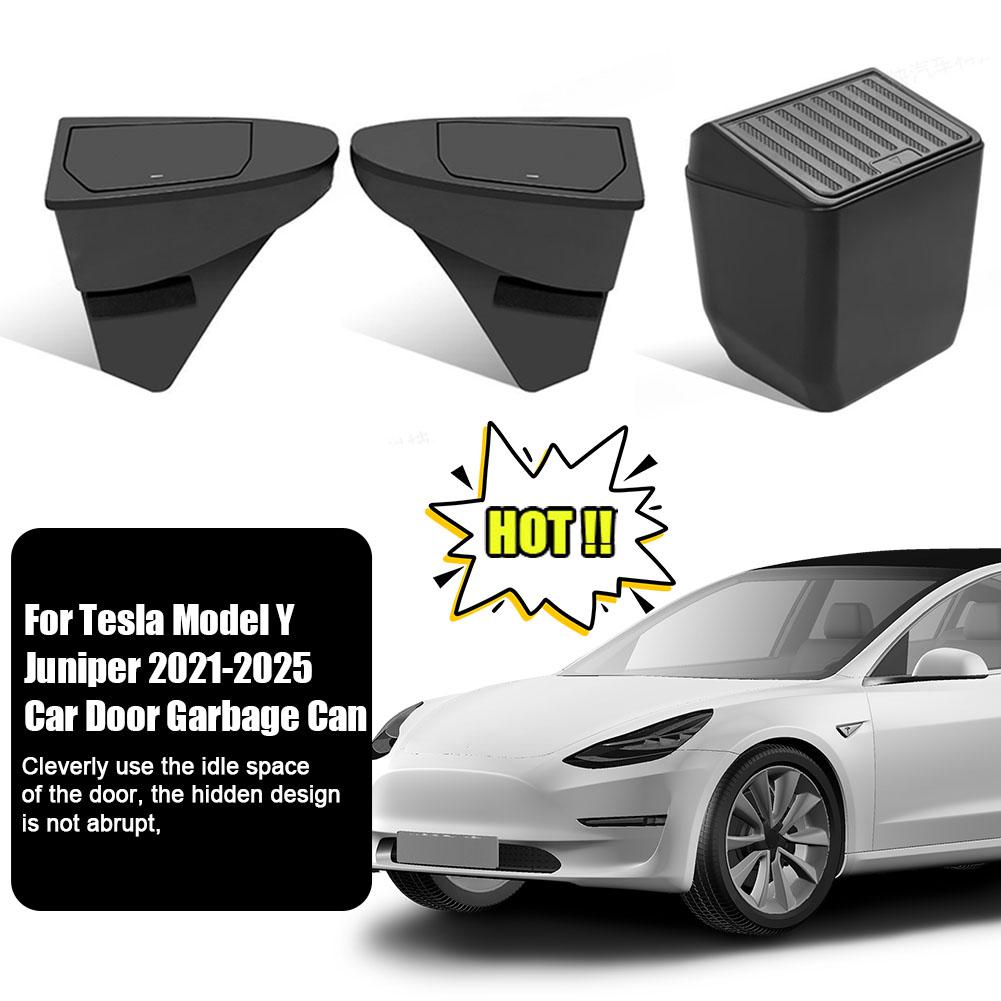 For Tesla Model Y Juniper 2025 Car Door Storage Box Multi Functional Front Door Storage Trash Can Car Interior Accessories HOT